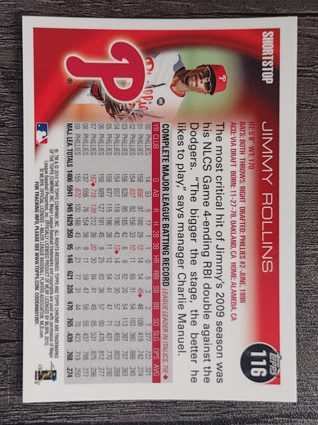2010 Topps Chrome #116 Jimmy Rollins
