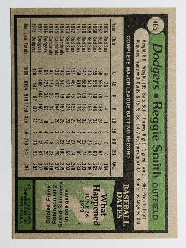 1979 Topps #465 Reggie Smith (EXMT)