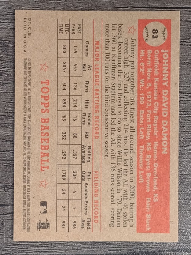 2001 Topps Heritage #83 Johnny Damon