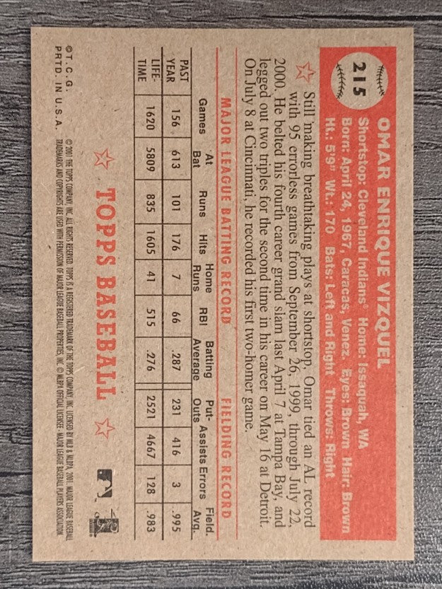 2001 Topps Heritage #215 Omar Vizquel