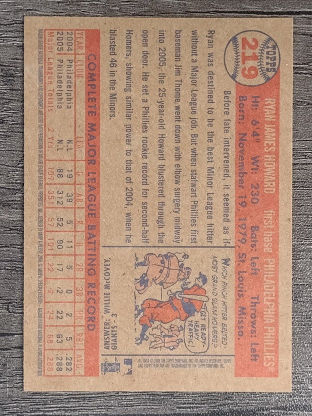 2006 Topps Heritage #219 Ryan Howard