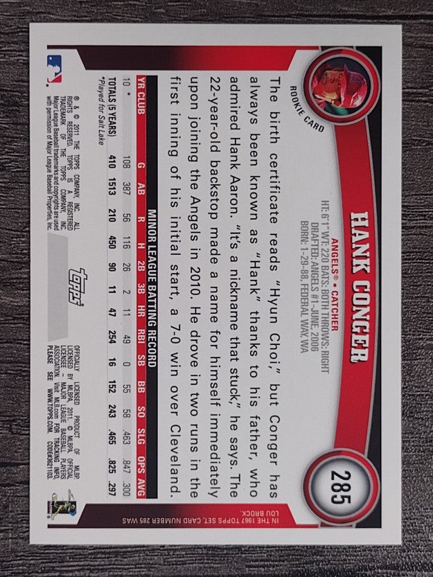 2011 Topps #285 Hank Conger RC