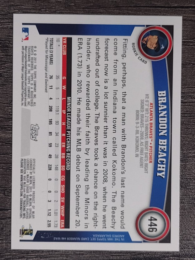 2011 Topps #446 Brandon Beachy RC