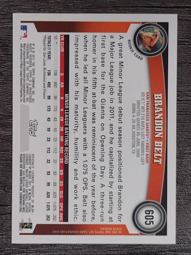 2011 Topps #605 Brandon Belt RC