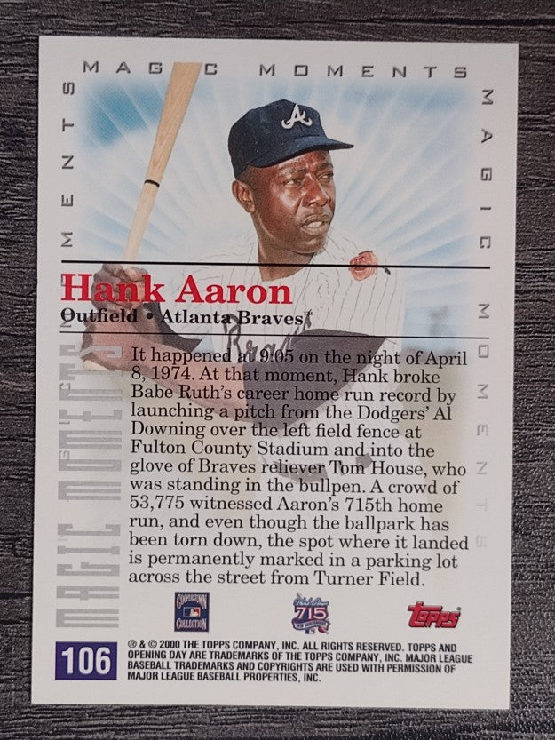 2000 Topps Opening Day #106 Hank Aaron MM 715th HR (NM)