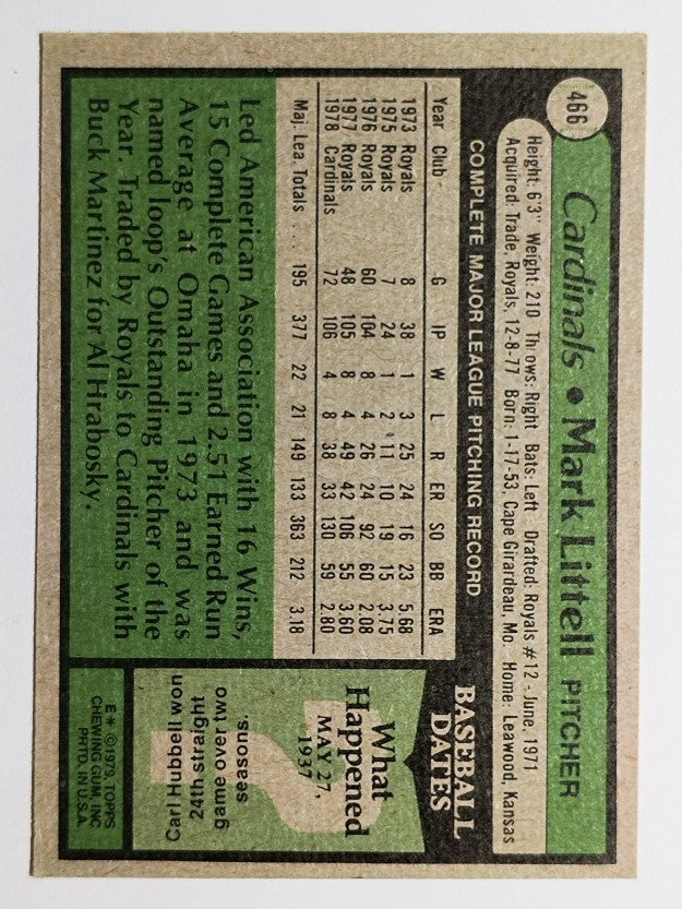 1979 Topps #466 Mark Littell (EX)