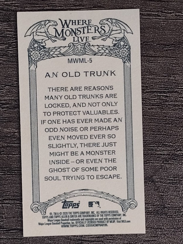 2020 Topps Allen and Ginter Mini Where Monsters Live #MWML5 An Old Trunk (NM)