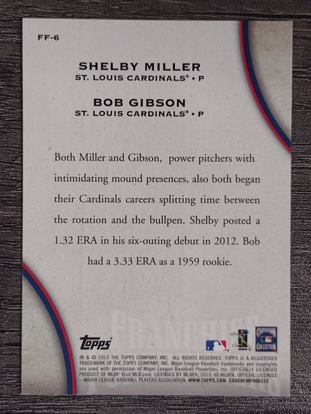2013 Topps Update Franchise Forerunners #6 Bob Gibson/Shelby Miller