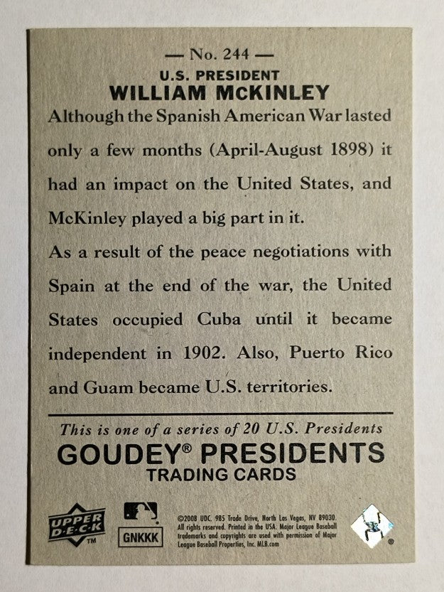 2008 Upper Deck Goudey #244 William McKinley SP