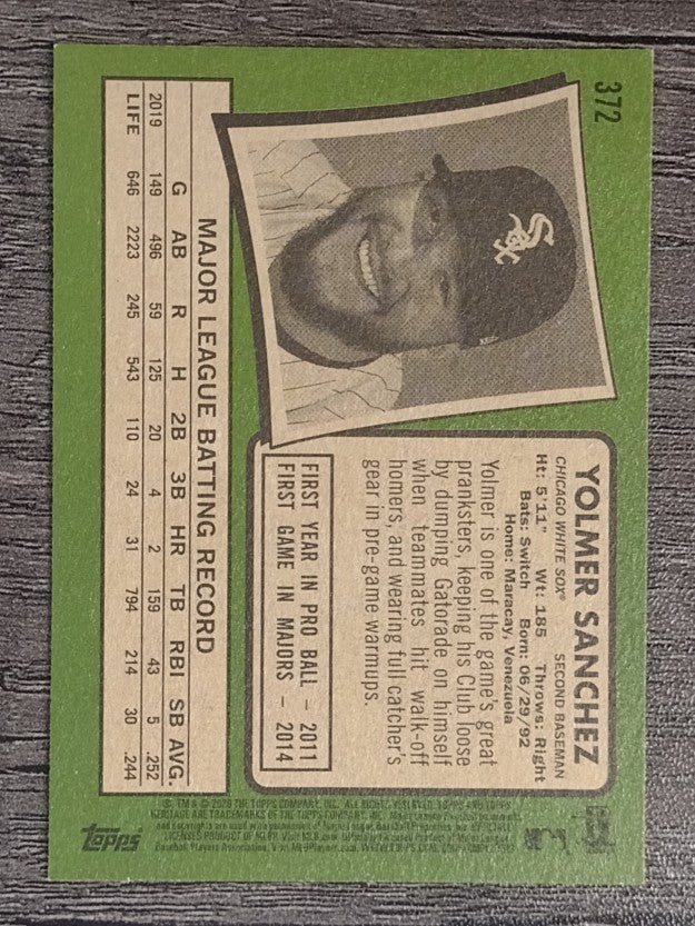 2020 Topps Heritage #372 Yolmer Sanchez