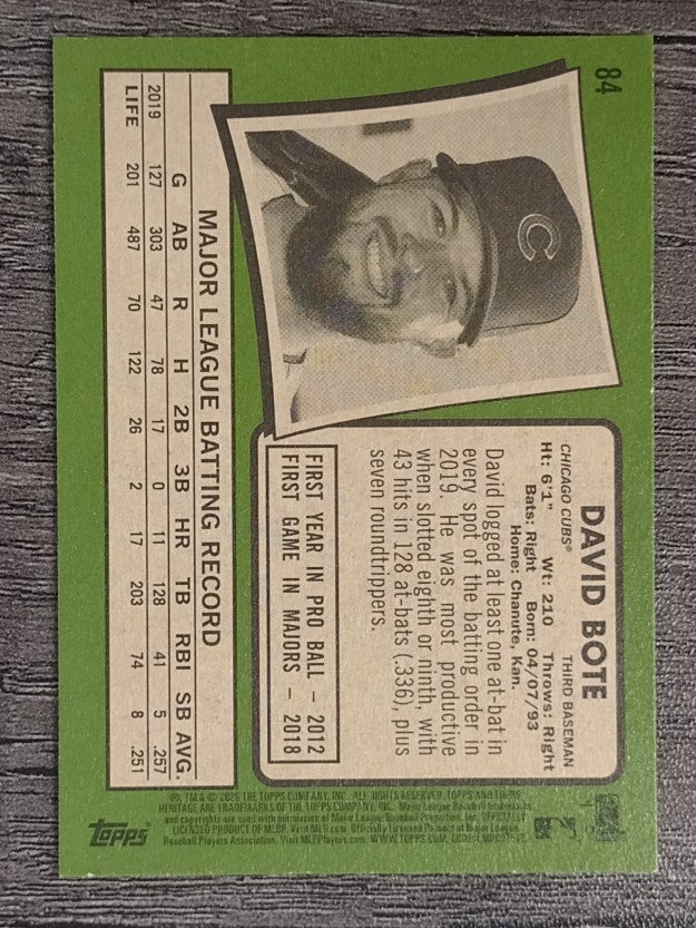 2020 Topps Heritage #84 David Bote