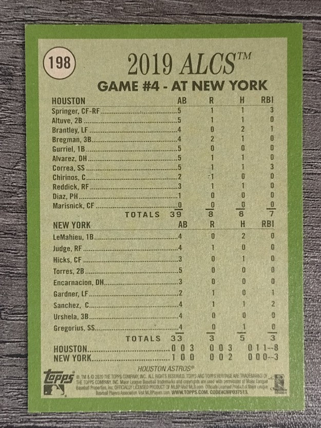 2020 Topps Heritage #198 George Springer/Carlos Correa PO HL