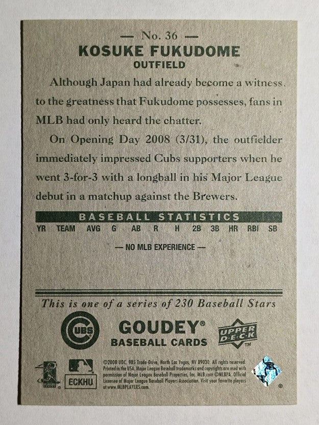 2008 Upper Deck Goudey #36 Kosuke Fukudome RC