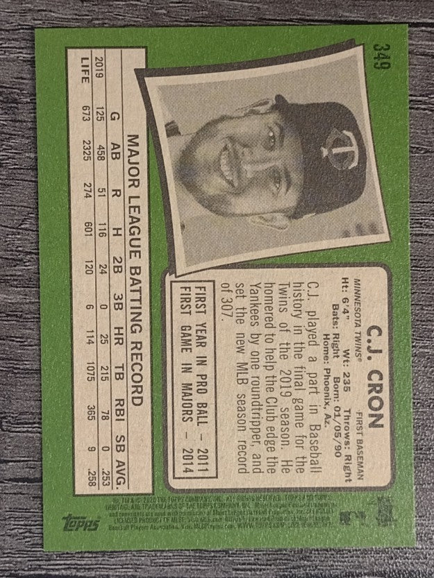 2020 Topps Heritage #349 C.J. Cron