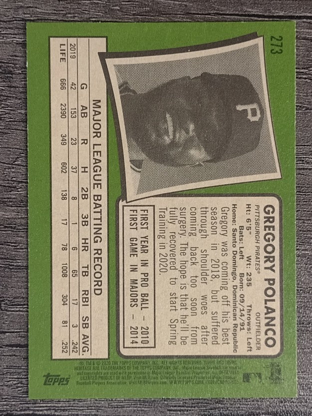 2020 Topps Heritage #273 Gregory Polanco