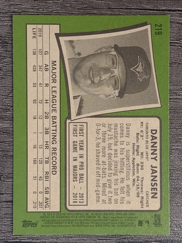 2020 Topps Heritage #219 Danny Jansen