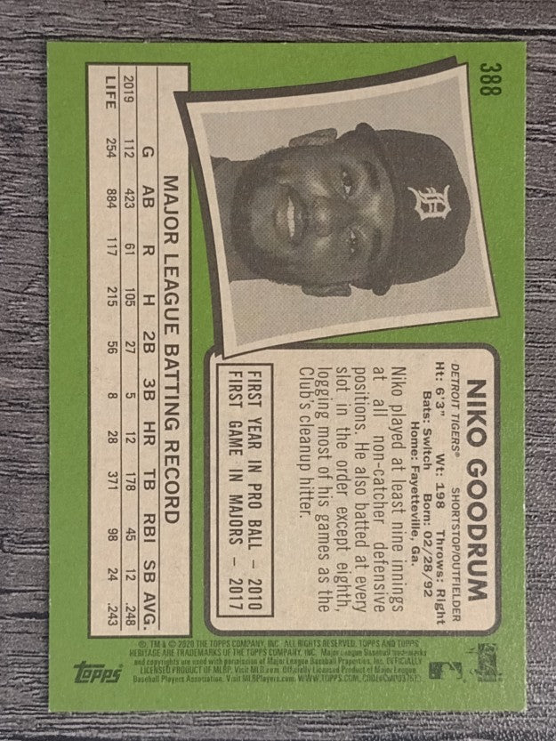 2020 Topps Heritage #388 Niko Goodrum