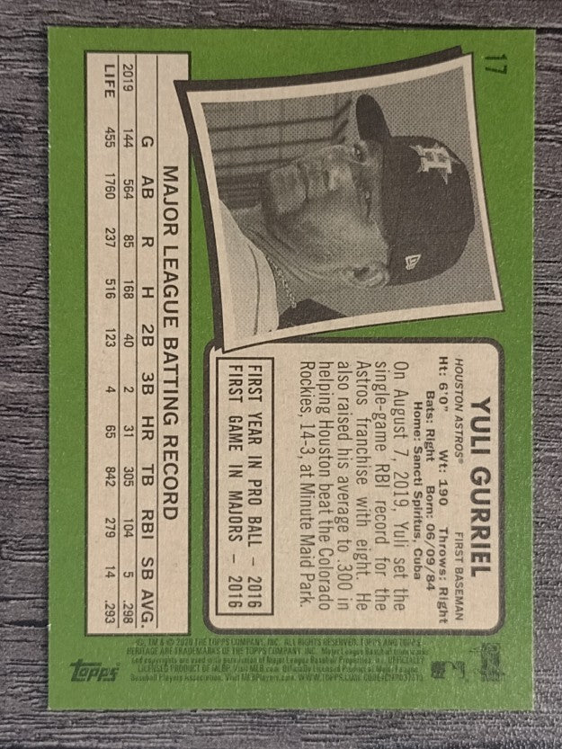 2020 Topps Heritage #17 Yuli Gurriel