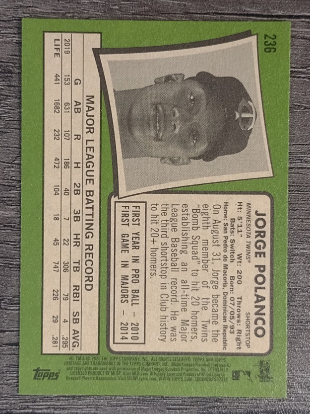 2020 Topps Heritage #236 Jorge Polanco