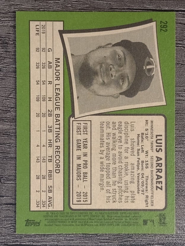 2020 Topps Heritage #292 Luis Arraez