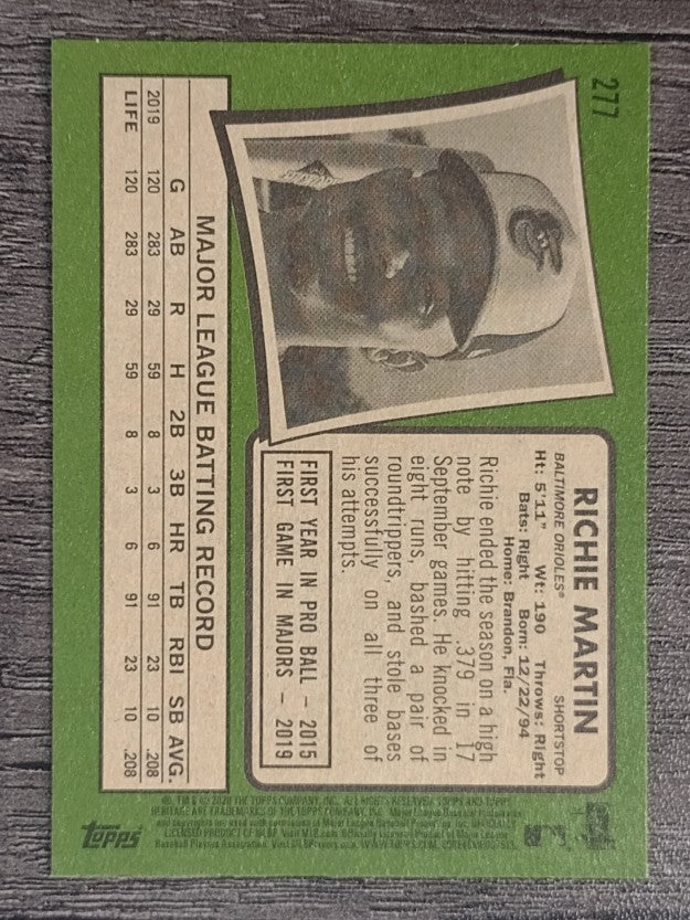 2020 Topps Heritage #277 Richie Martin