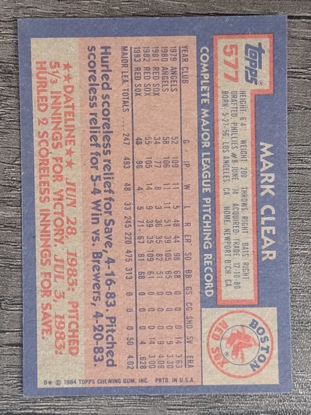 1984 Topps #577 Mark Clear