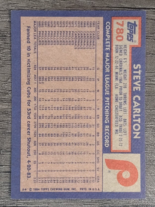1984 Topps #780 Steve Carlton