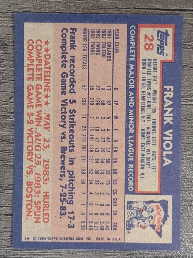 1984 Topps #28 Frank Viola