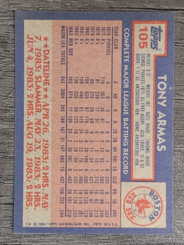 1984 Topps #105 Tony Armas