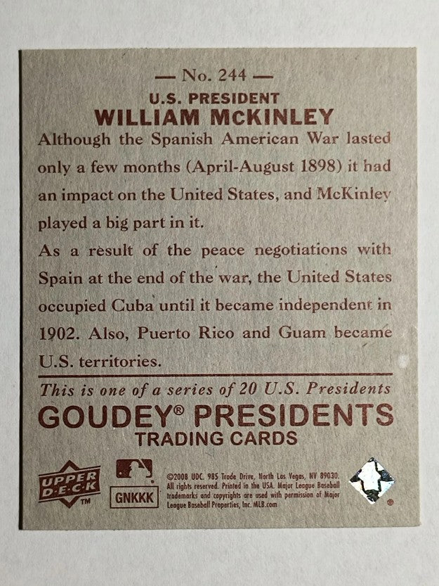 2008 Upper Deck Goudey Mini Red Backs #244 William McKinley