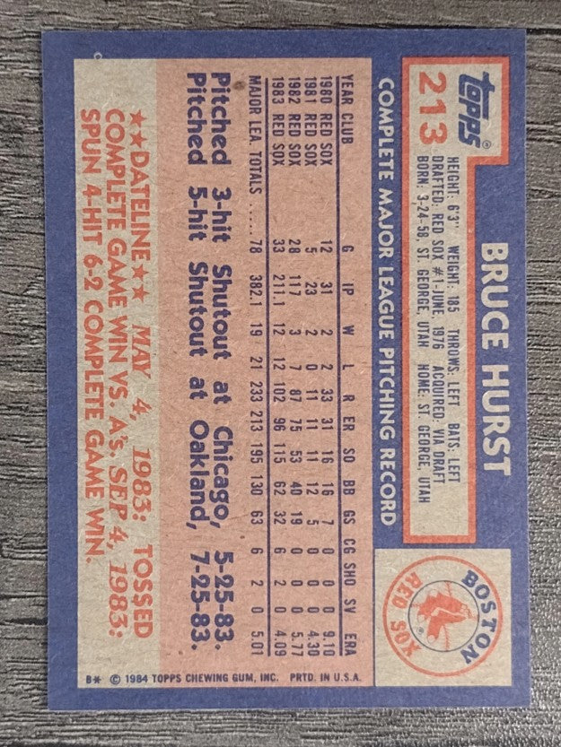 1984 Topps #213 Bruce Hurst