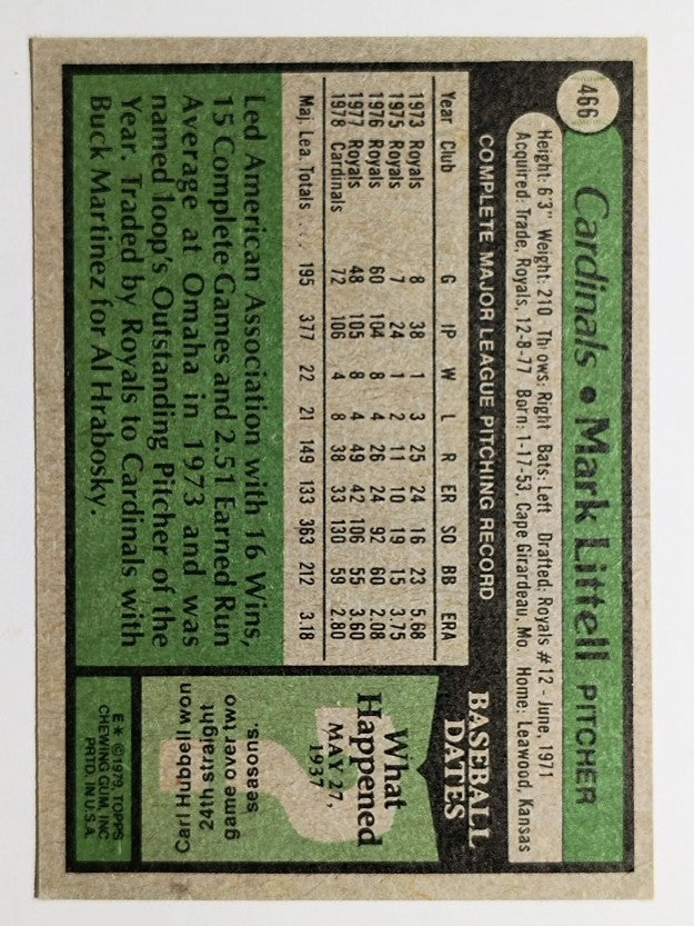 1979 Topps #466 Mark Littell (VG)