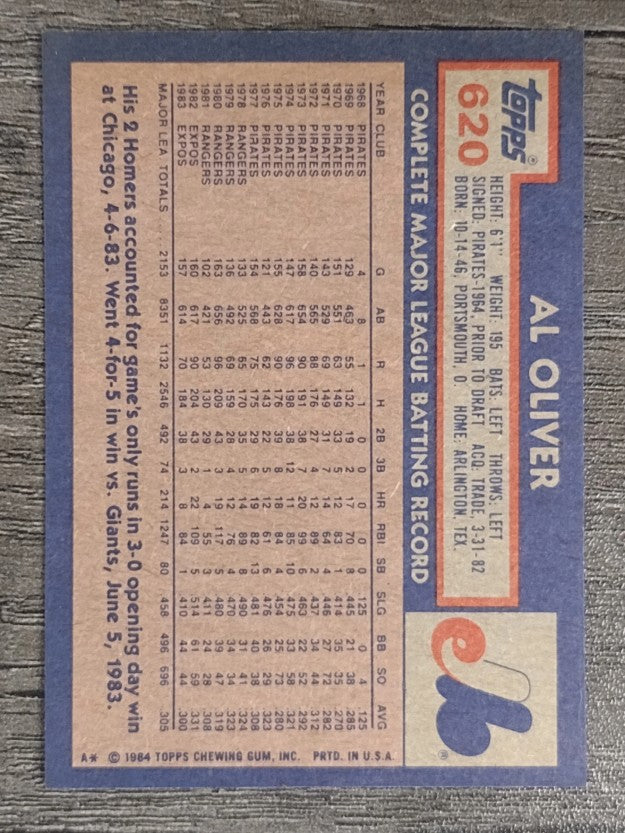 1984 Topps #620 Al Oliver