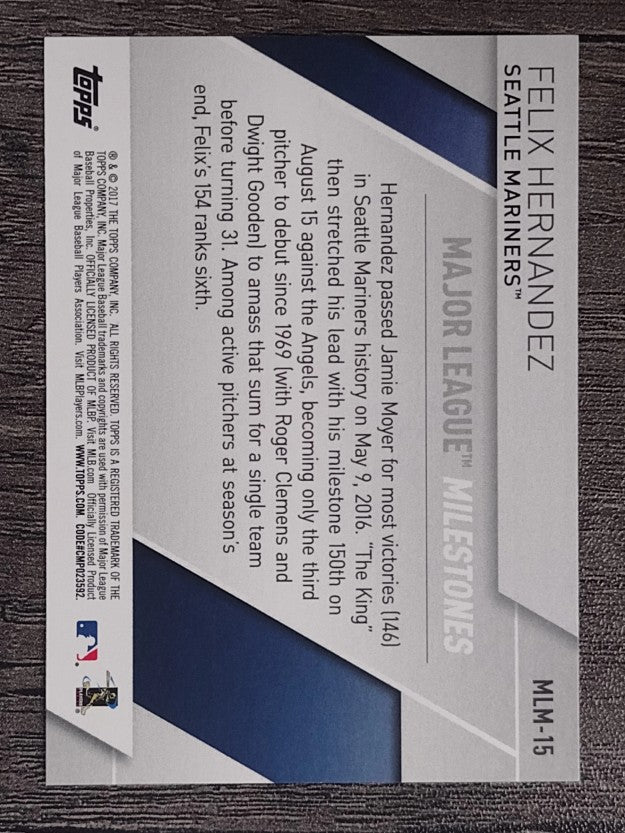 2017 Topps Major League Milestones #MLM15 Felix Hernandez