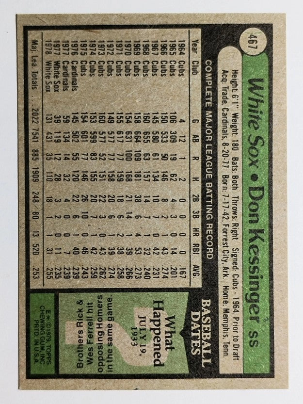 1979 Topps #467 Don Kessinger DP (VGEX)