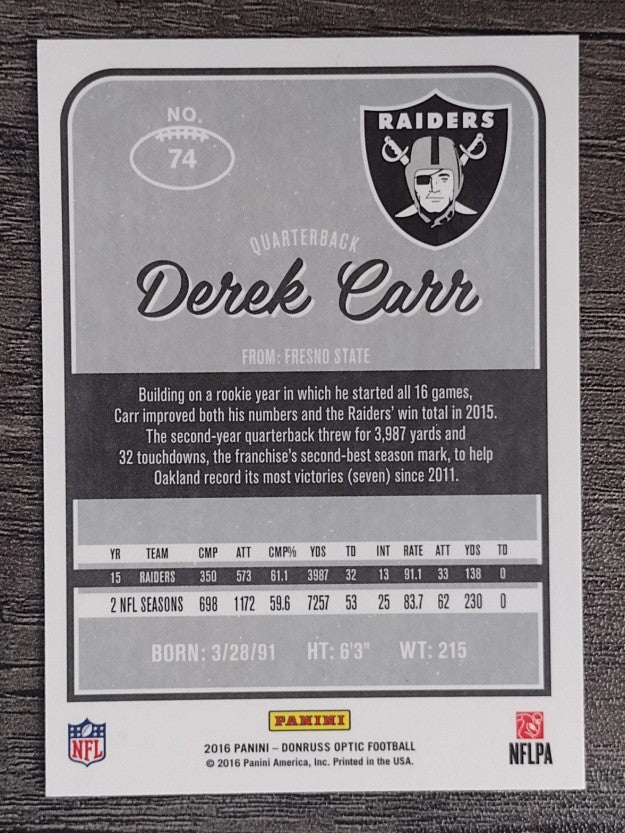 2016 Donruss Optic #74 Derek Carr