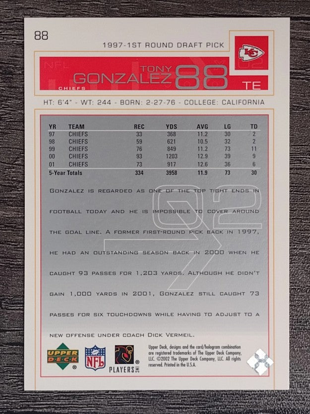 2002 Upper Deck #88 Tony Gonzalez
