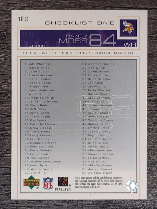 2002 Upper Deck #180 Randy Moss CL