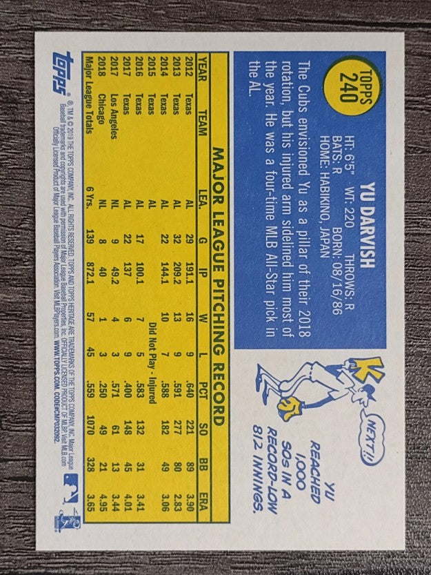 2019 Topps Heritage #240 Yu Darvish