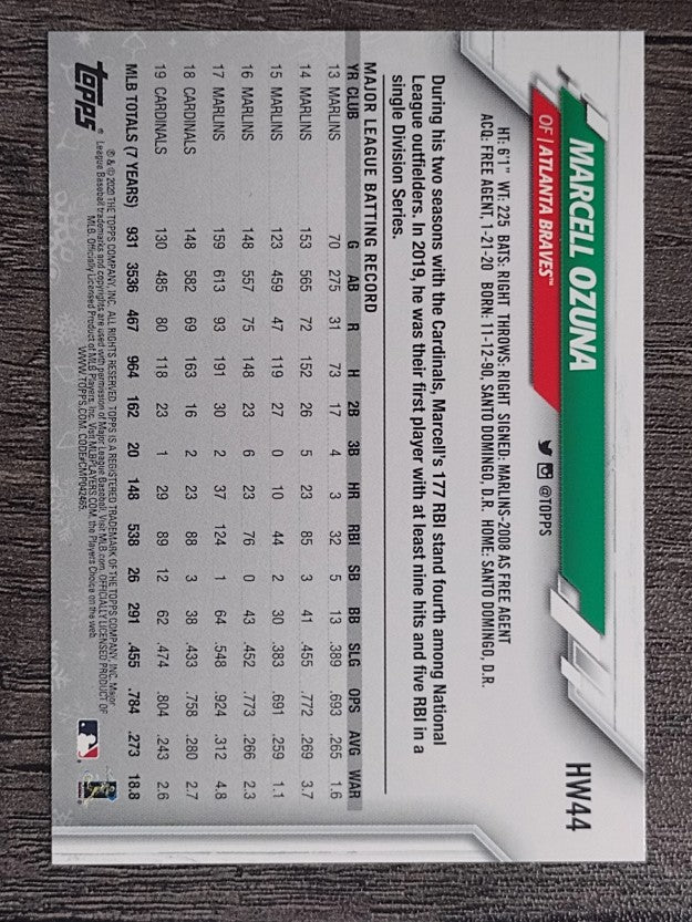2020 Topps Walmart Holiday #HW44 Marcell Ozuna