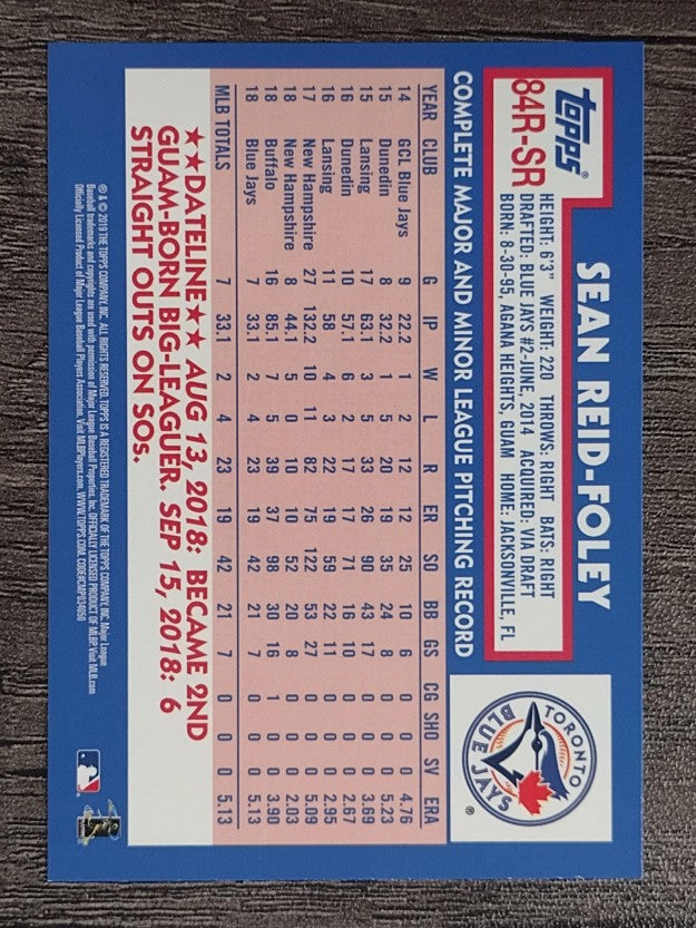 2019 Topps '84 Topps Rookies #84RSR Sean Reid-Foley