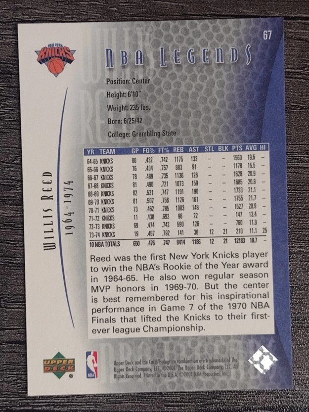 2001-02 Upper Deck Legends #67 Willis Reed
