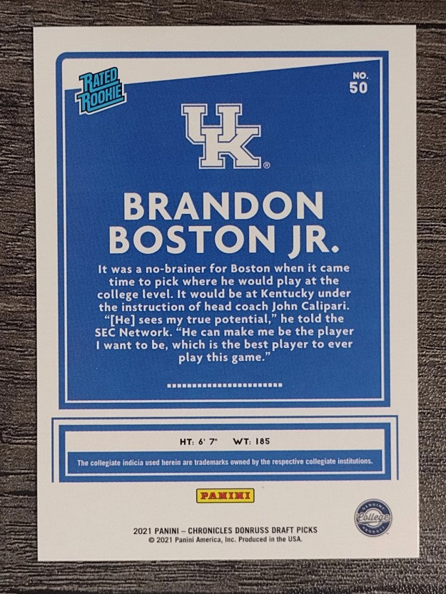2021-22 Panini Chronicles Draft Picks #50 Brandon Boston Jr./Donruss