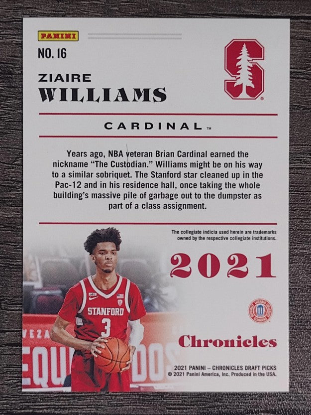 2021-22 Panini Chronicles Draft Picks #16 Ziaire Williams