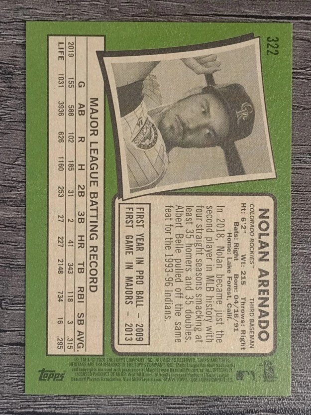 2020 Topps Heritage #322 Nolan Arenado