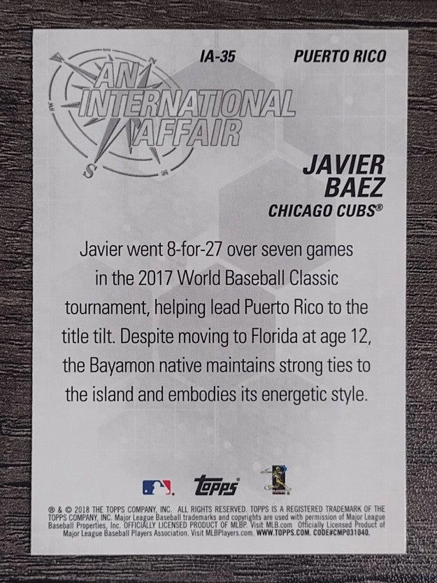 2018 Topps Update An International Affair #IA35 Javier Baez