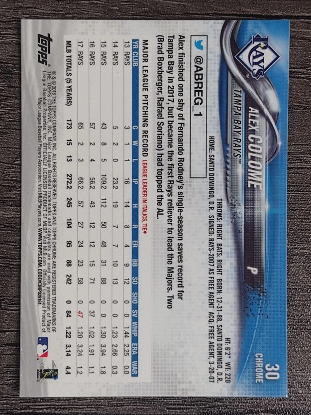 2018 Topps Chrome Prism Refractors #30 Alex Colome