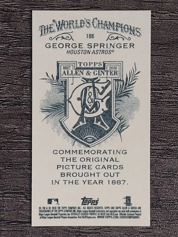 2018 Topps Allen and Ginter Mini A and G Back #186 George Springer