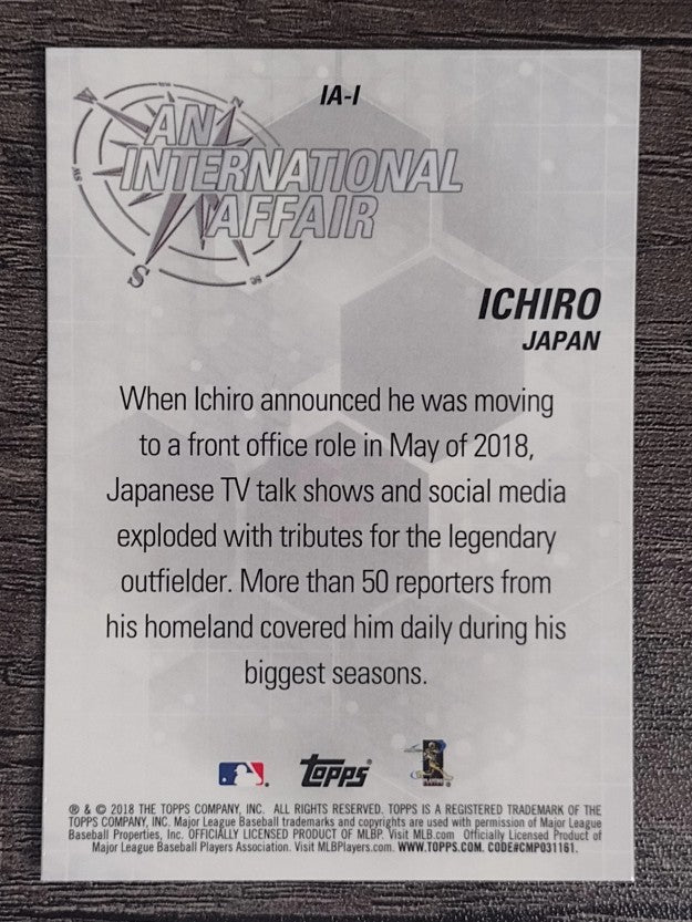 2018 Topps Chrome Update An International Affair #IAI Ichiro Suzuki