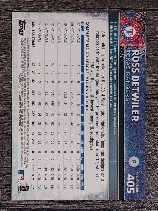 2015 Topps Rainbow Foil #405 Ross Detwiler
